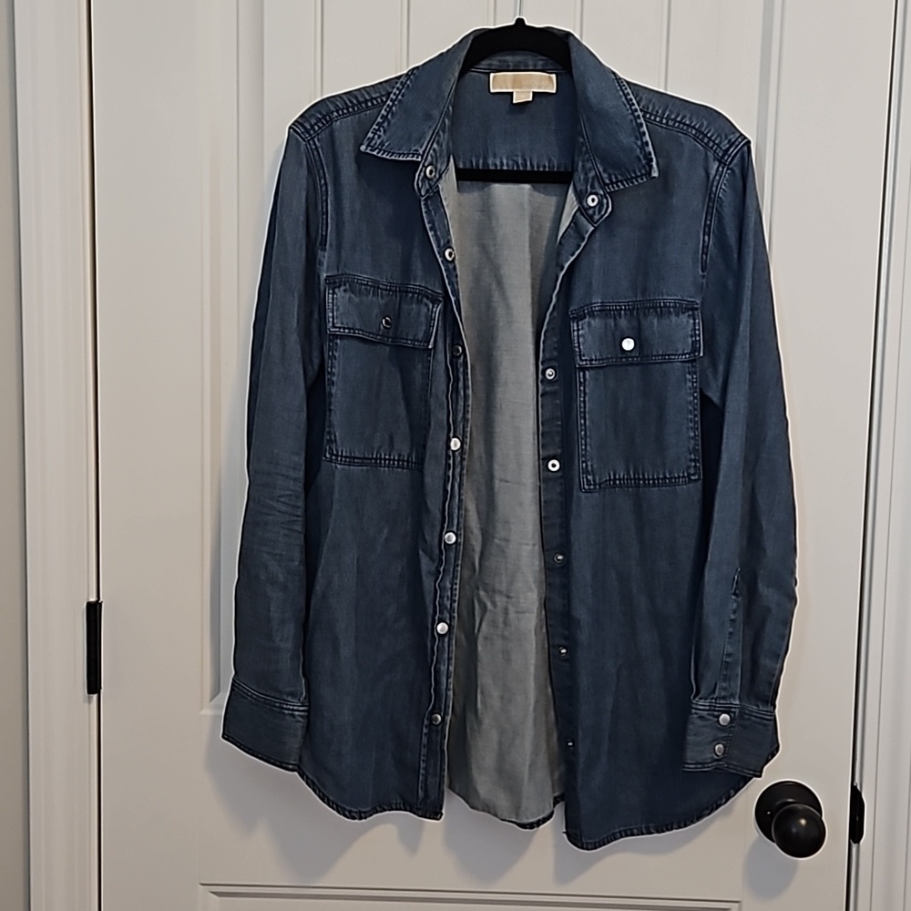 Michael Kors Button Down Denim Chambray Shirt Size S
